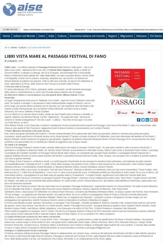 Libri vista mare al Passaggi Festival di Fano