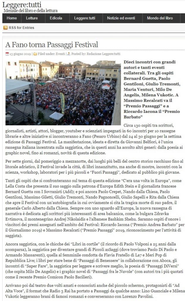 A Fano torna Passaggi Festival