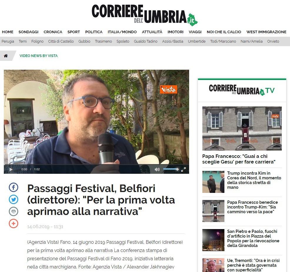 Passaggi Festival, Belfiori (direttore): “Per la prima volta apriamo alla narrativa”