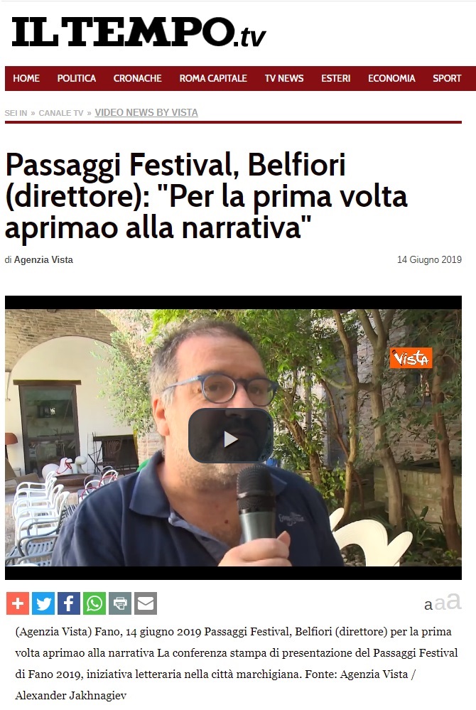 Passaggi Festival, Belfiori (direttore): “Per la prima volta apriamo alla narrativa”