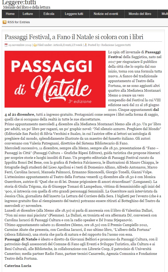 Leggere: tutti / Passaggi Festival, a Fano il Natale si colora con i libri