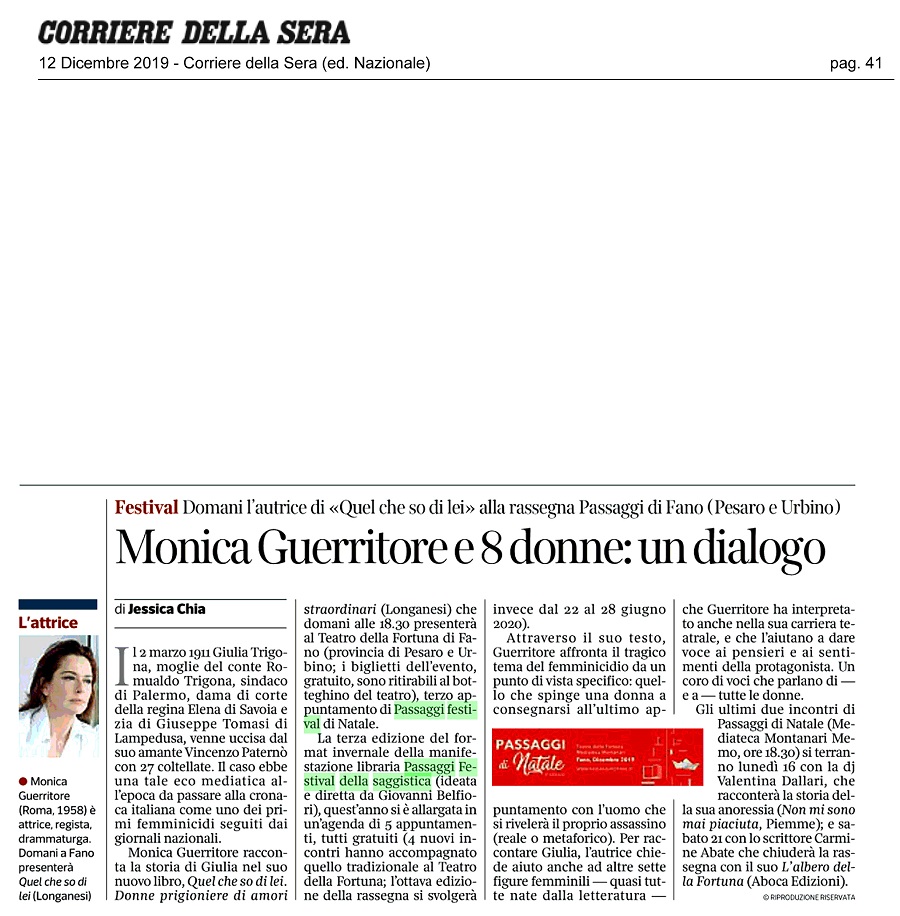 Corriere della Sera / Monica Guerritore e 8 donne: un dialogo