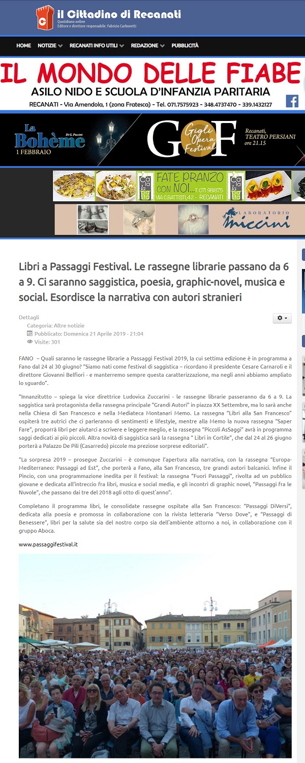 Il Cittadino di Recanati / Libri a Passaggi Festival