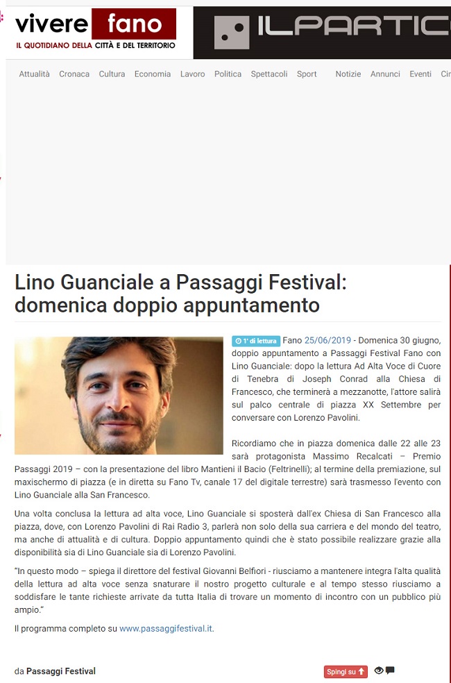 Vivere Fano / Lino Guanciale a Passaggi Festival