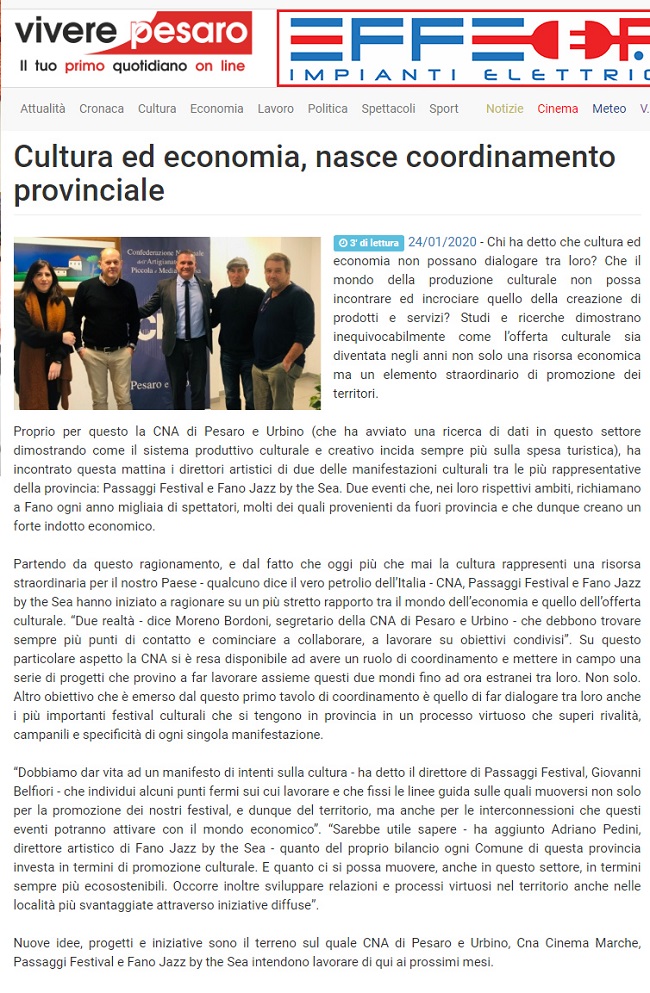 Vivere Pesaro / Cultura ed economia, nasce coordinamento provinciale