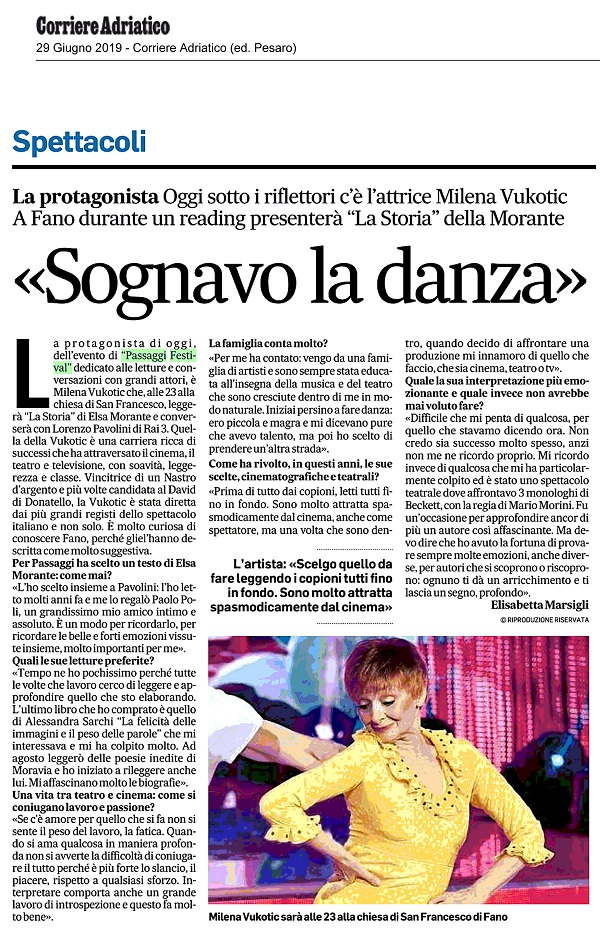 Corriere Adriatico / “Sognavo la danza”