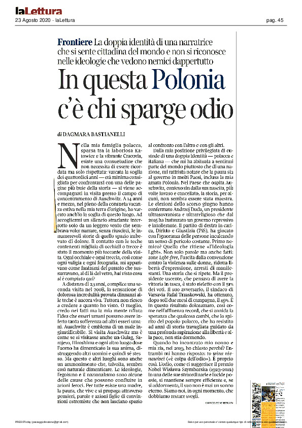 Corriere della Sera / La Lettura – In questa Polonia c’è chi sparge odio