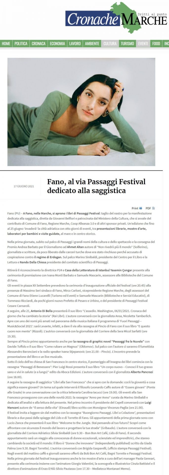 Cronache Marche – Fano, al via Passaggi Festival dedicato alla saggistica