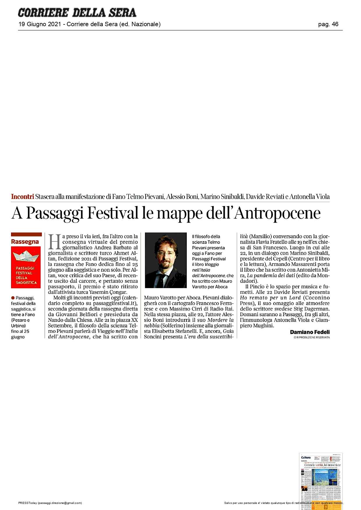 Corriere della Sera – A Passaggi Festival le mappe dell’Antropocene