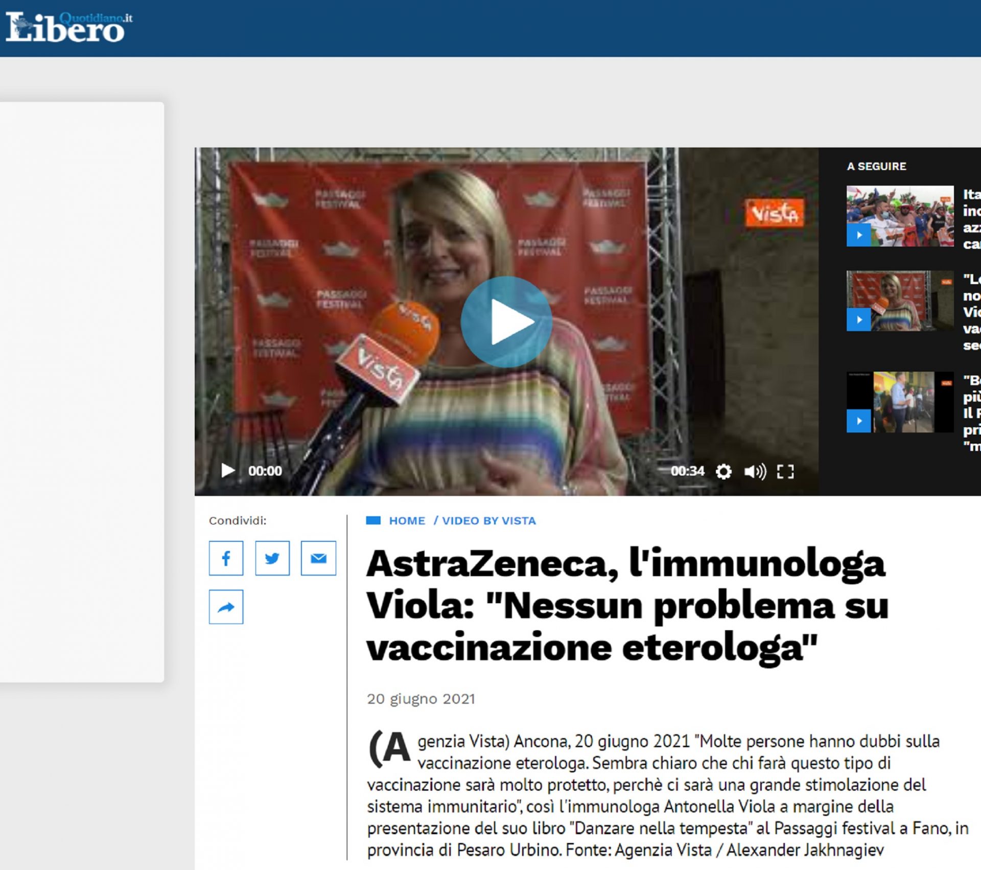 Libero Quotidiano.it – AstraZeneca, l’immunologa Viola: “Nessun problema su vaccinazione eterologa”