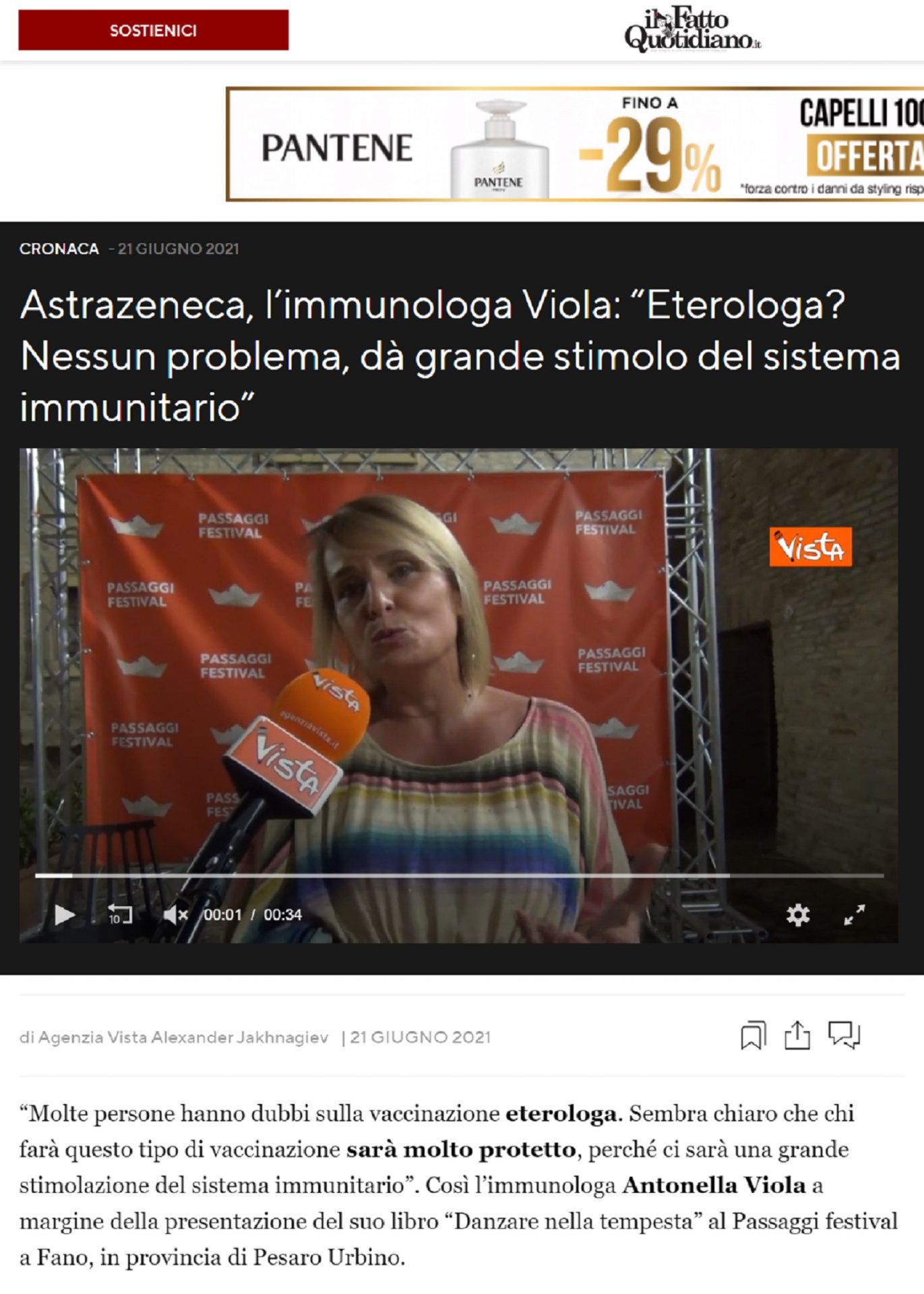 Il Fatto Quotidiano.it – Astrazeneca, l’immunologa Viola: “Eterologa? Nessun problema, dà grande stimolo del sistema immunitario”