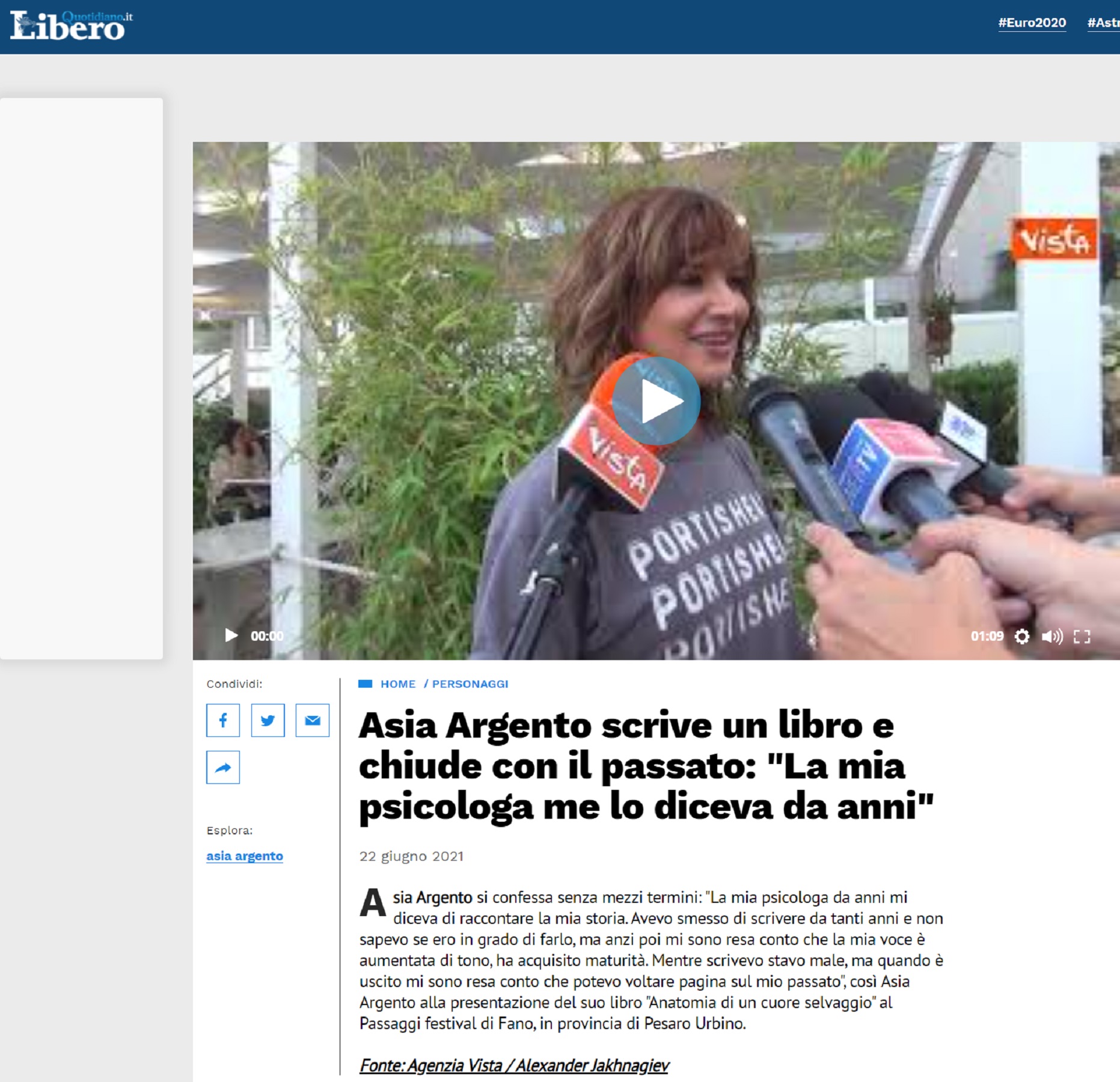 Libero Quotidiano.it – Asia Argento scrive un libro e chiude con il passato: “La mia psicologa me lo diceva da anni”