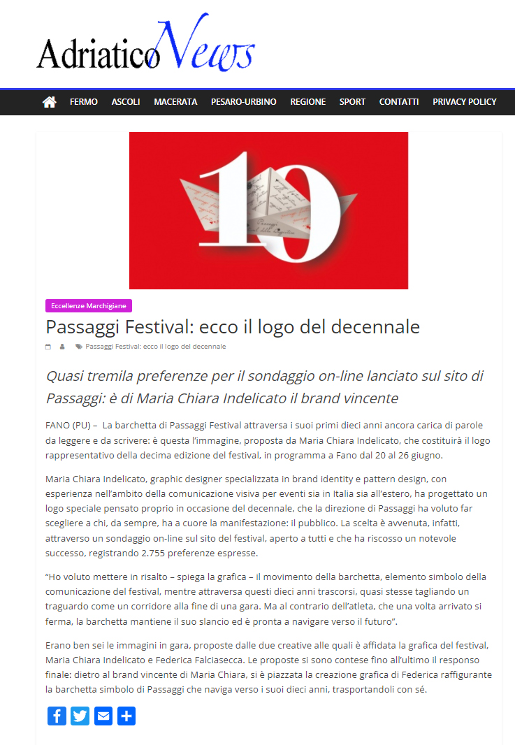 Adriatico News – Passaggi festival: ecco il logo del decennale