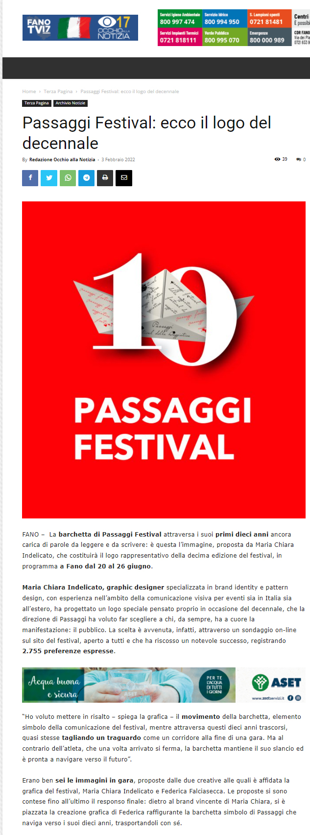 Occhio alla notizia – Passaggi Festival: ecco il logo del decennale