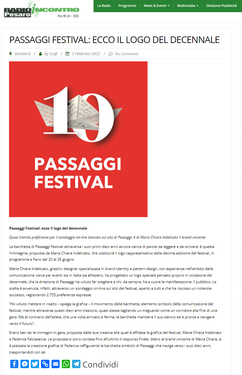 Radio Incontro – Passaggi Festival: ecco il logo del decennale