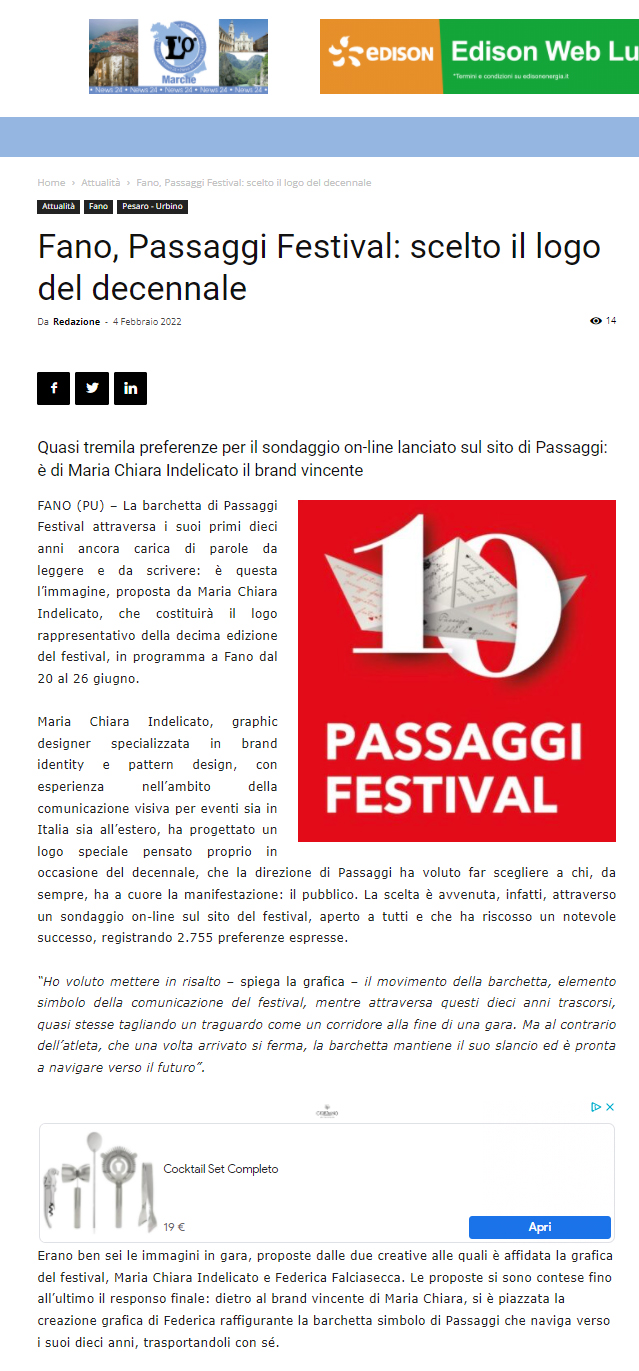 Marche News – Fano, Passaggi Festival: scelto il logo del decennale