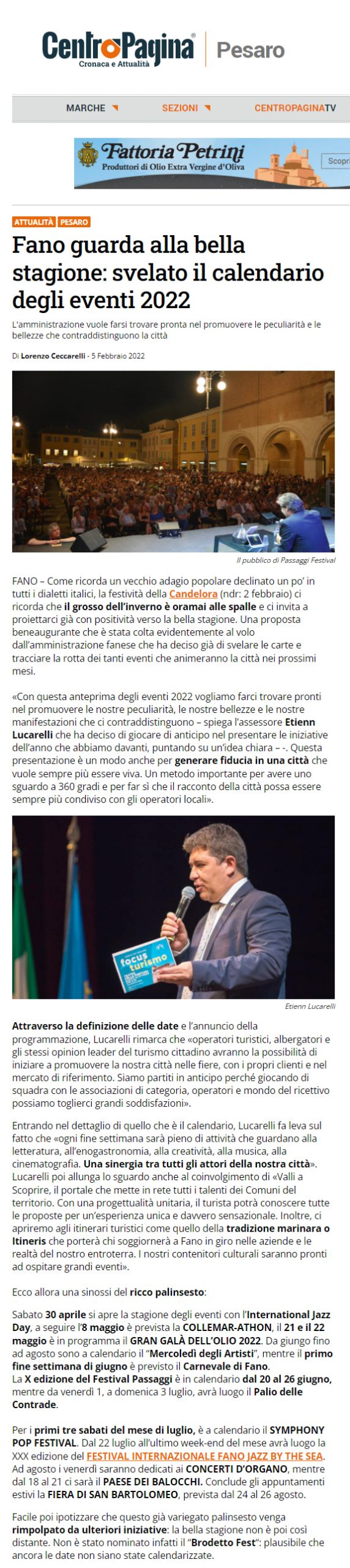 Centro Pagina – Fano guarda alla bella stagione: svelato il calendario degli eventi 2022