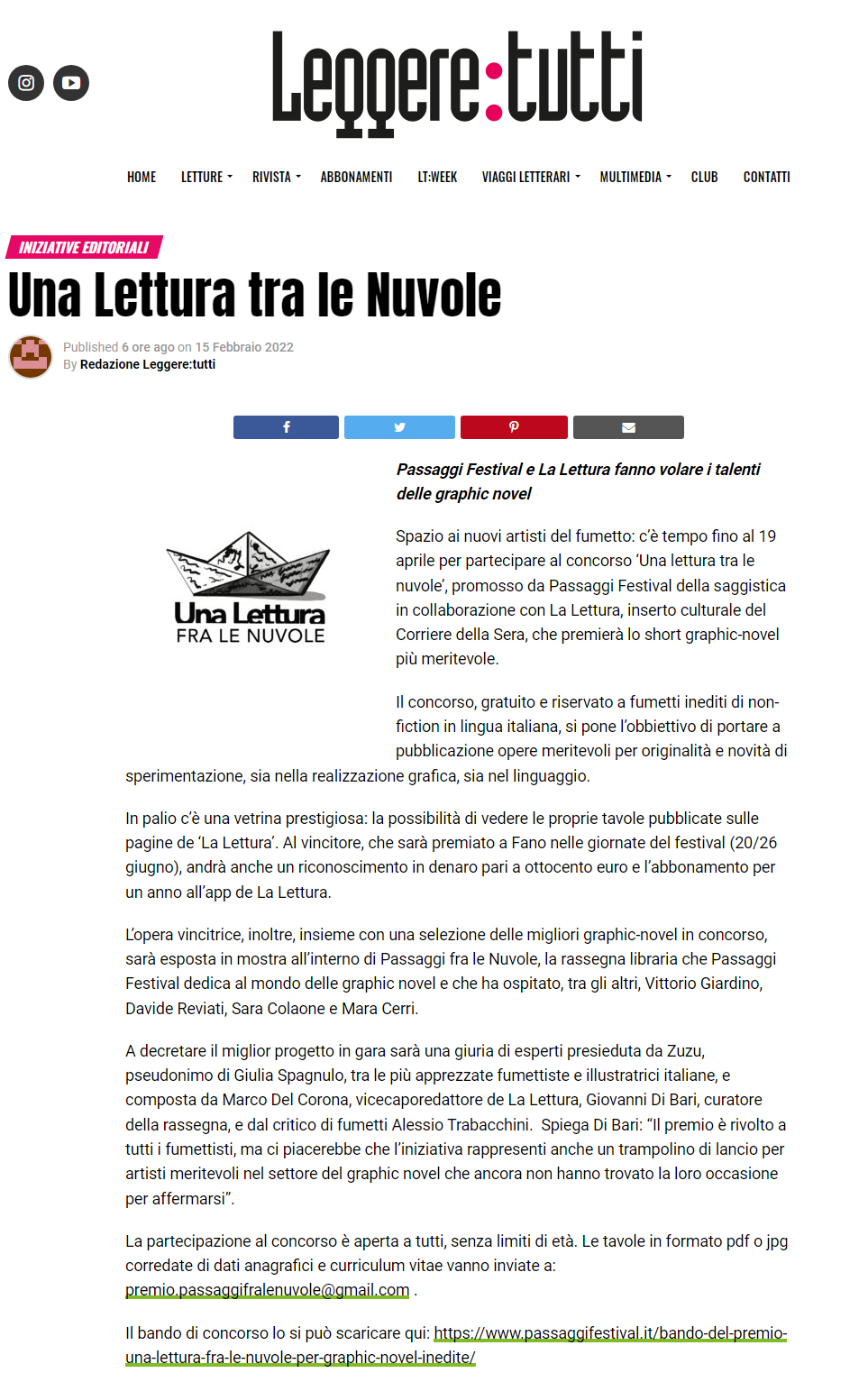 Leggere Tutti – Una Lettura tra le Nuvole