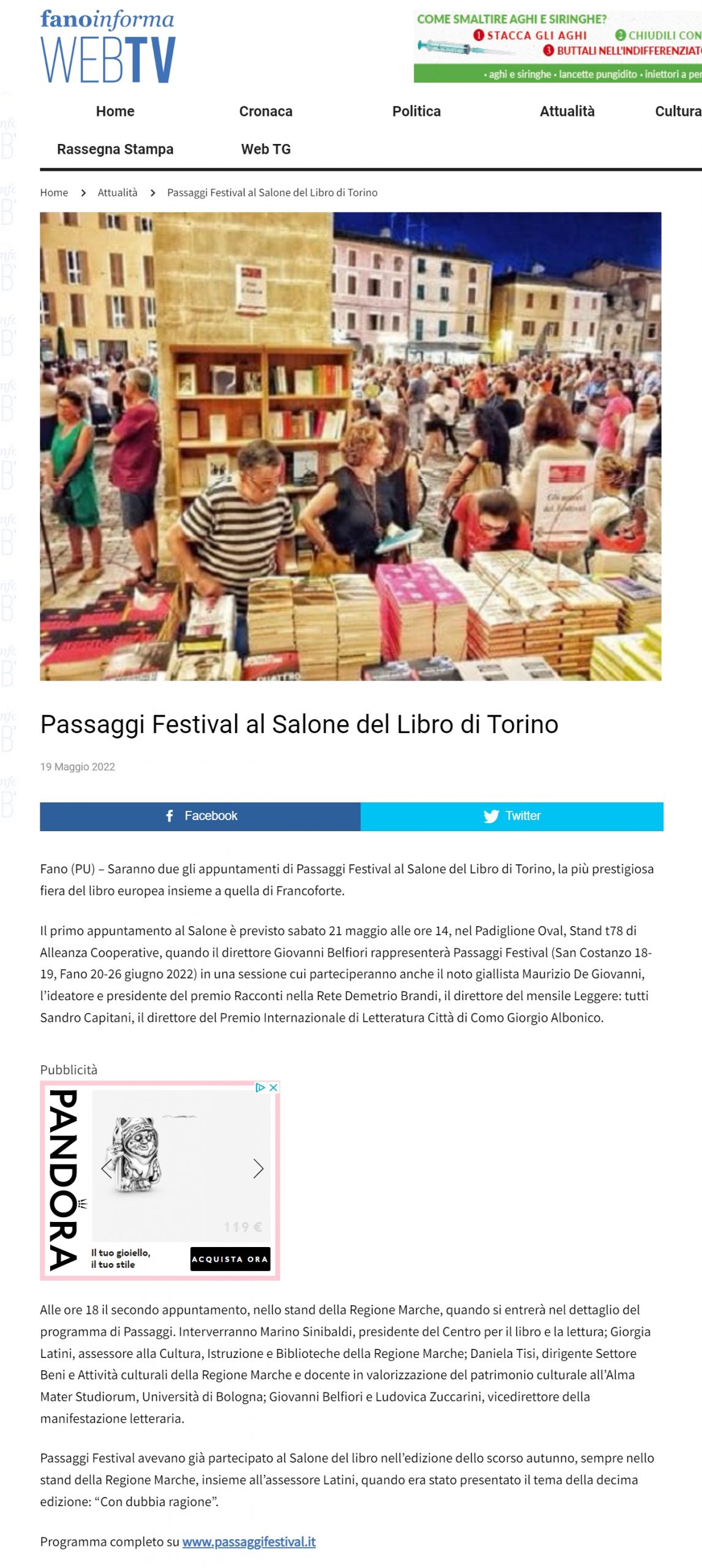 Fano Informa – Passaggi Festival al Salone del Libro di Torino