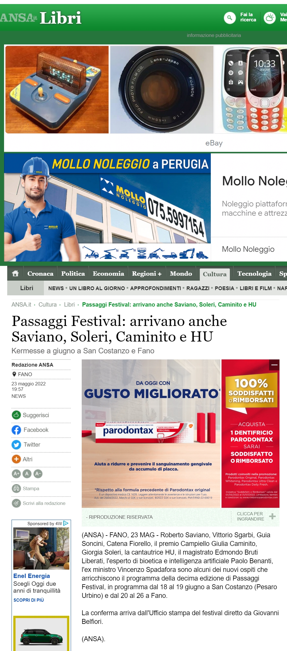 Ansa – Passaggi Festival: arrivano anche Saviano, Soleri, Caminito e HU