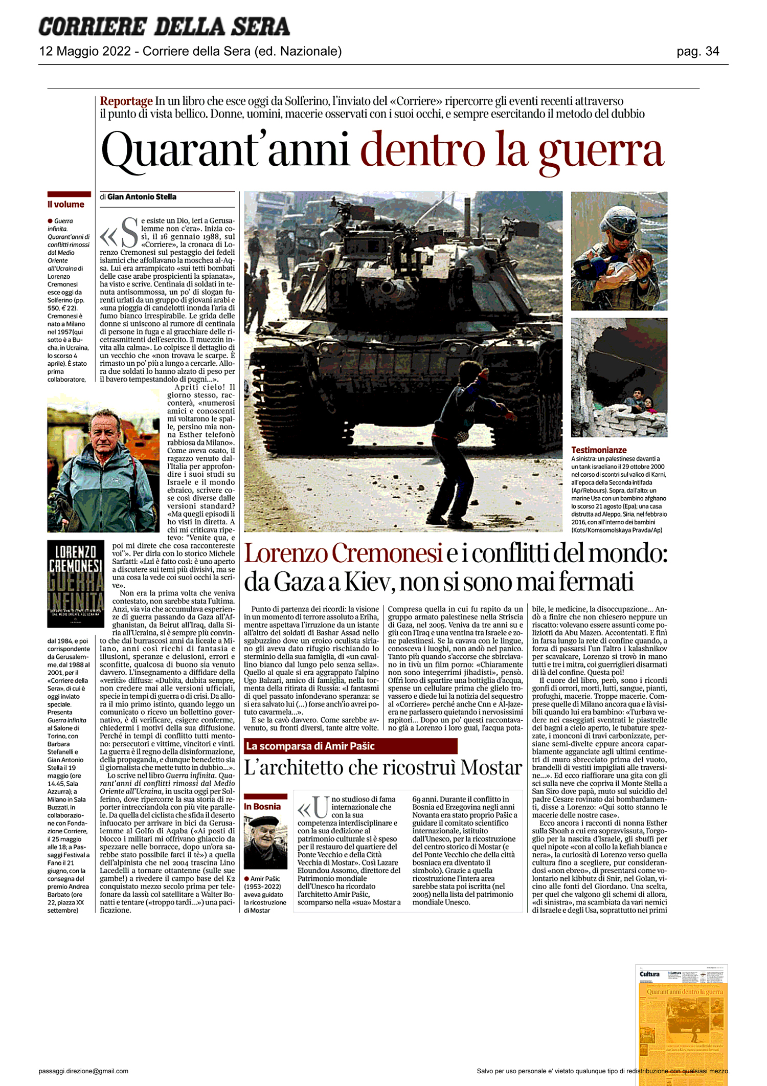 Corriere della Sera – Quarant’anni dentro la guerra