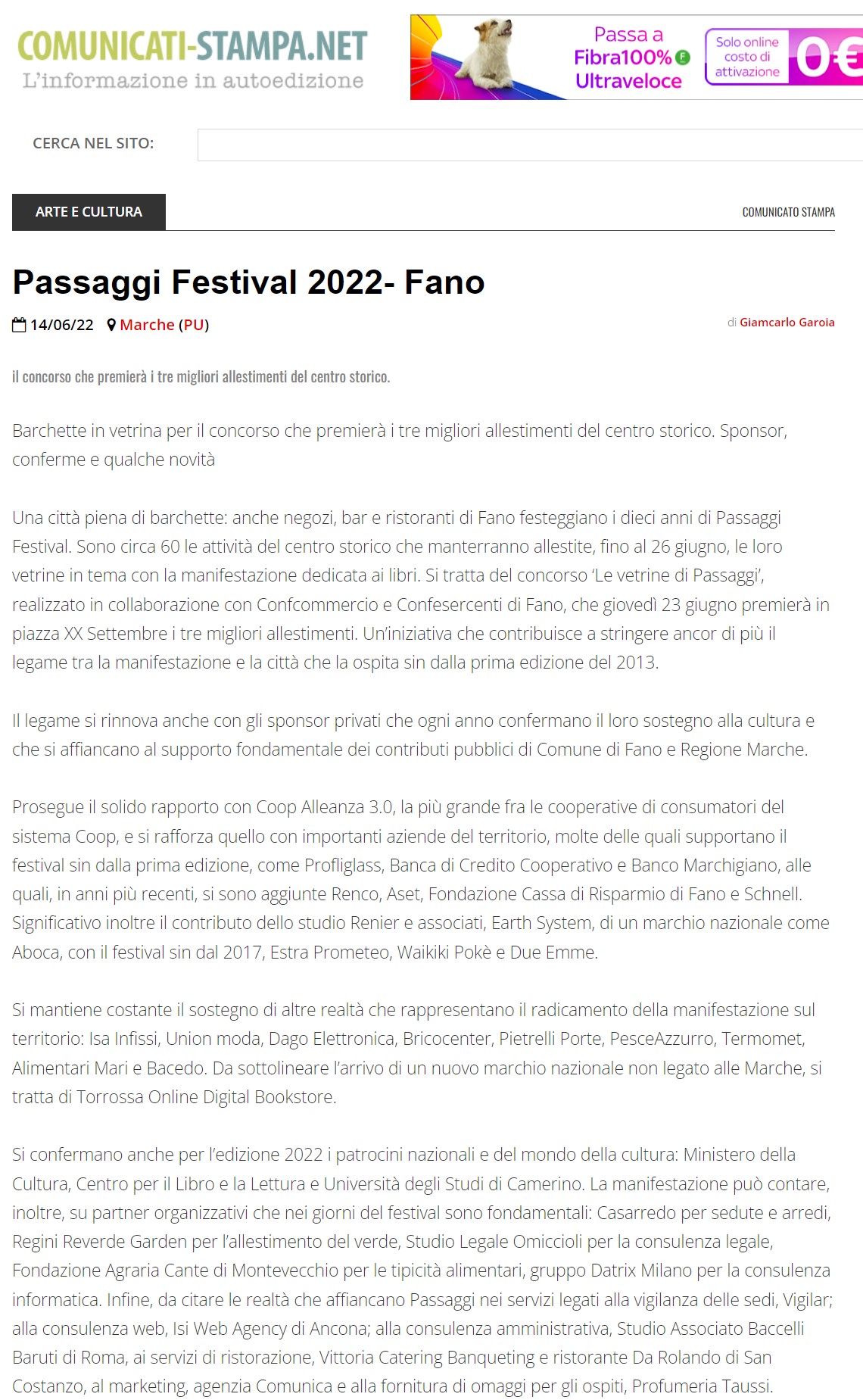 Comunicati-Stampa.net – Passaggi Festival 2022- Fano