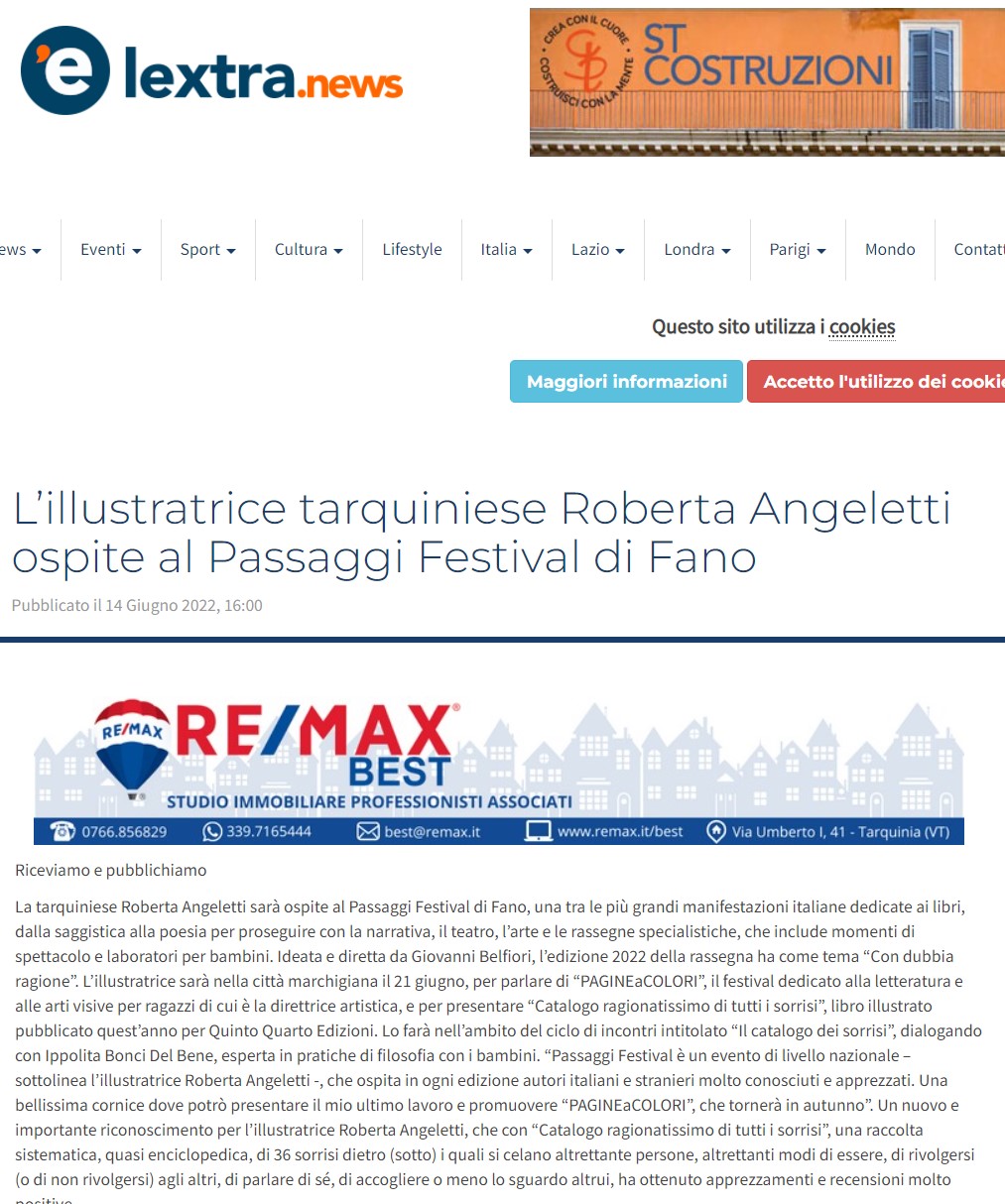 Lextra News – L’illustratrice tarquiniese Roberta Angeletti ospite al Passaggi Festival di Fano