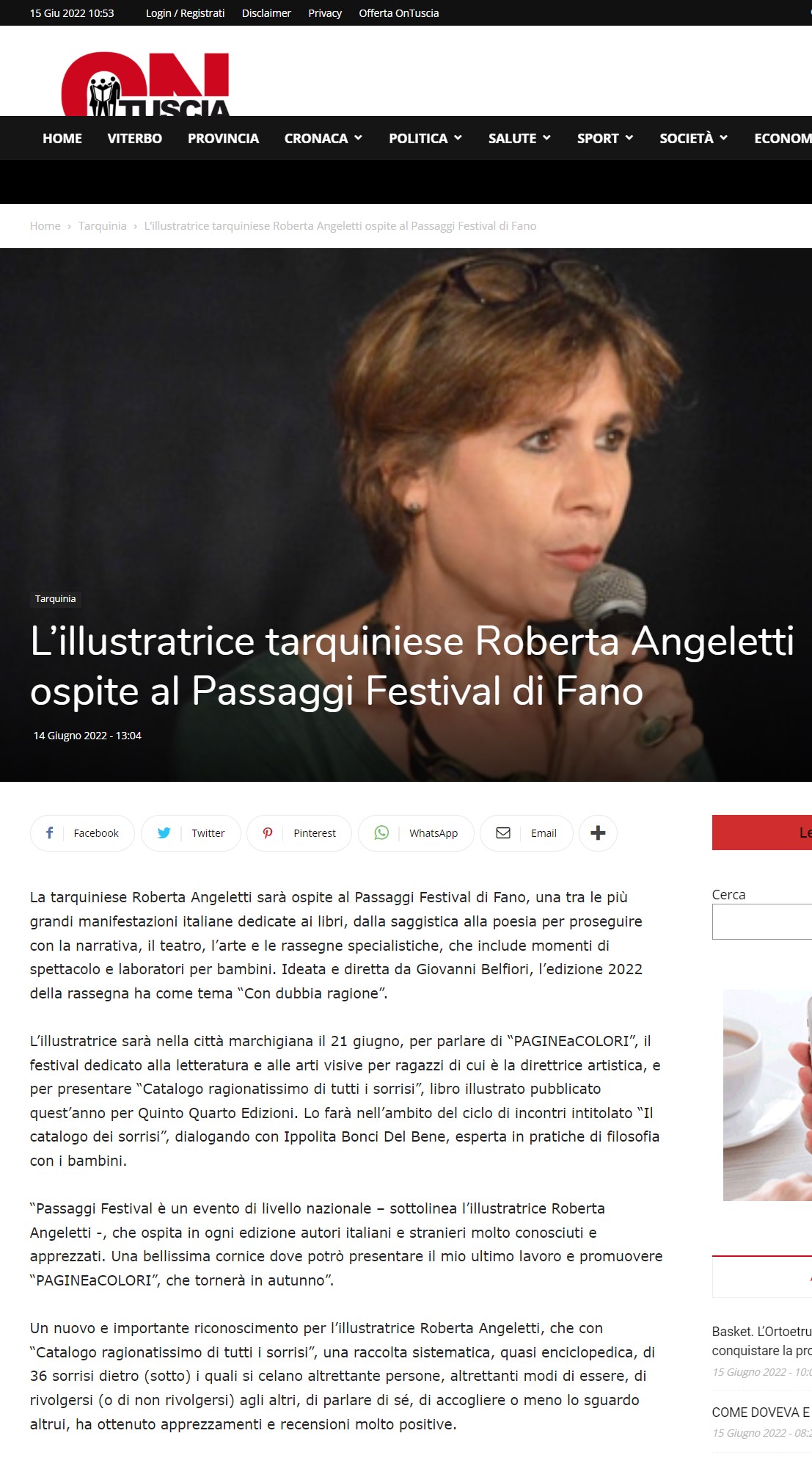 OnTuscia – L’illustratrice tarquiniese Roberta Angeletti ospite al Passaggi Festival di Fano