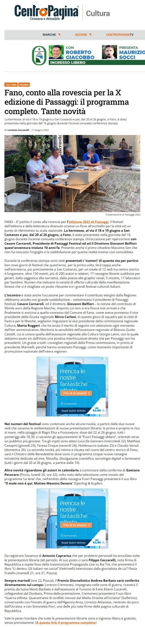 CentroPagina – Fano, conto alla rovescia per la X edizione di Passaggi: il programma completo. Tante novità