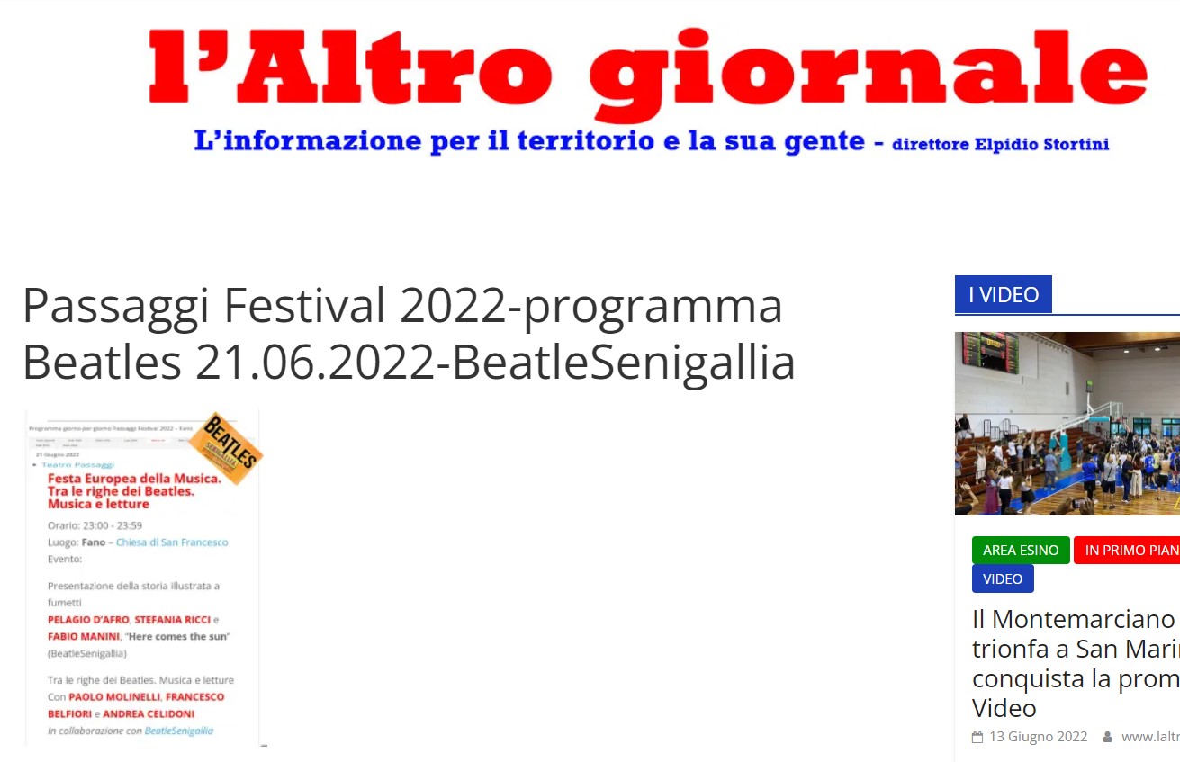 L’Altro giornale – Passaggi Festival 2022-programma Beatles 21.06.2022-BeatleSenigallia