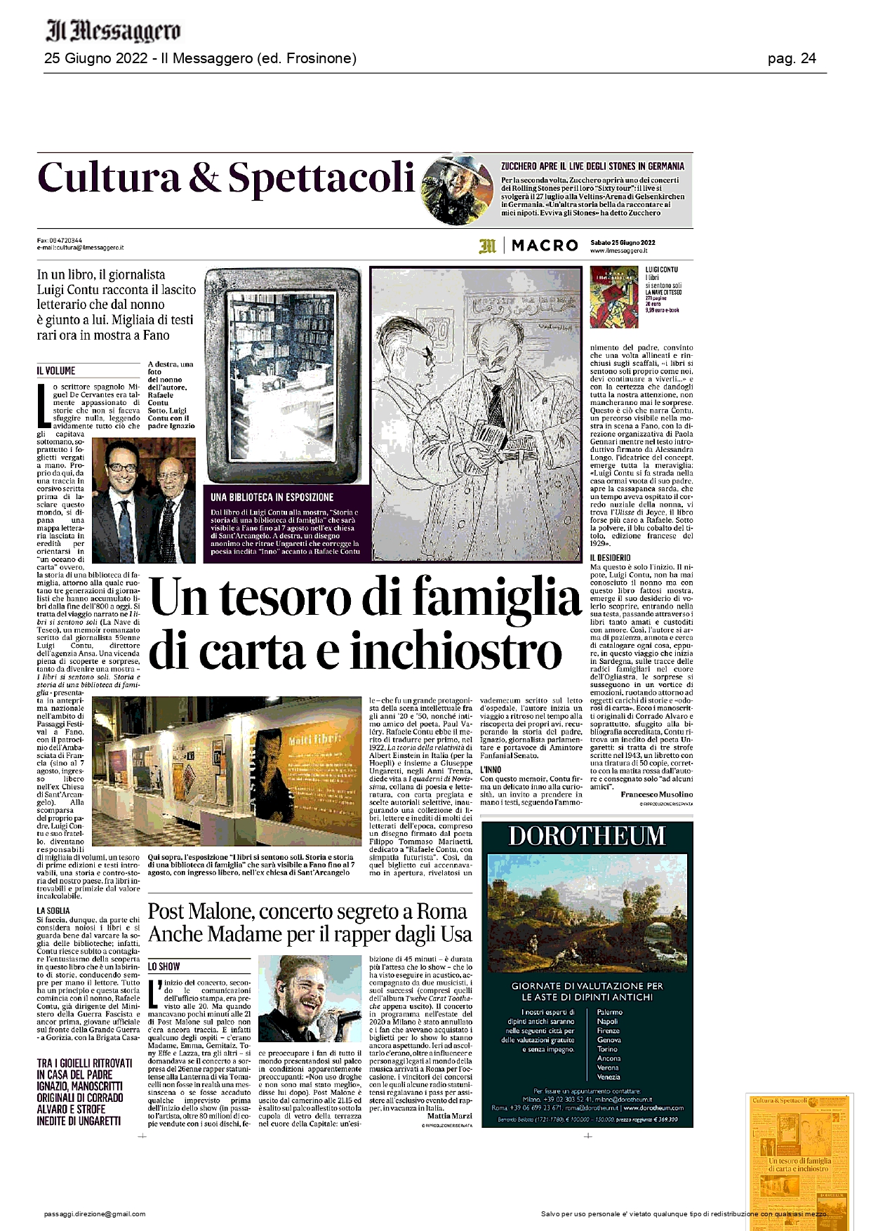 Il Messaggero – Un tesoro di famiglia di carta e inchiostro