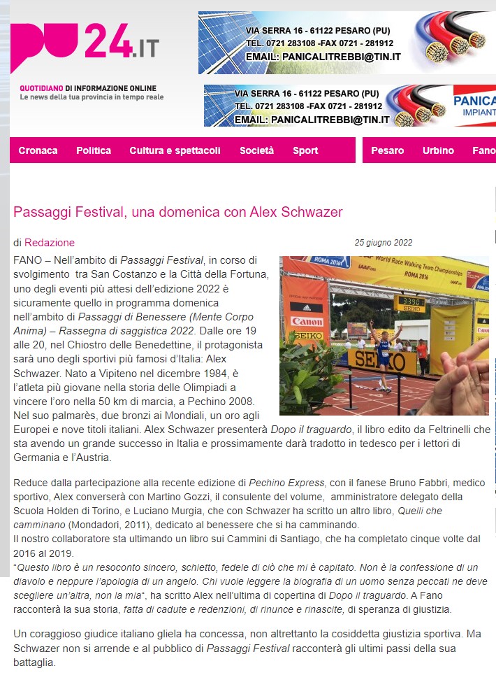 Pu24 –  Passaggi Festival, una domenica con Alex Schwazer