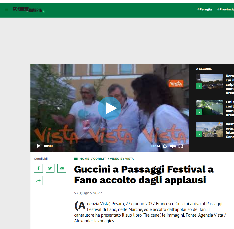 Corriere dell’Umbria – Guccini a Passaggi Festival a Fano accolto dagli applausi