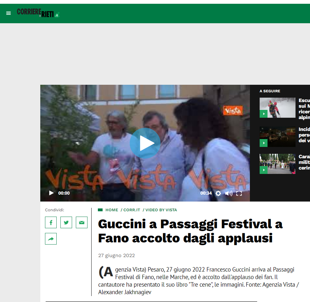 Corriere di Rieti – Guccini a Passaggi Festival a Fano accolto dagli applausi